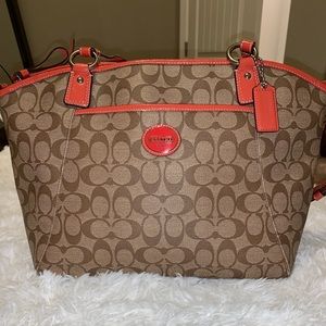 Coach Brown and Orange Monogram Bag